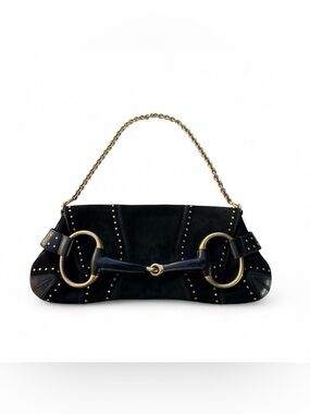 Tom Ford Gucci Suede Horsebit Clutch/Shoulder Bag Gold hardware with studs